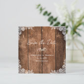 Rustikale Holzlace Country Wedding Save The Date (Stehend Vorderseite)