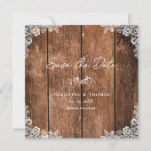 Rustikale Holzlace Country Wedding Save The Date (Vorderseite)