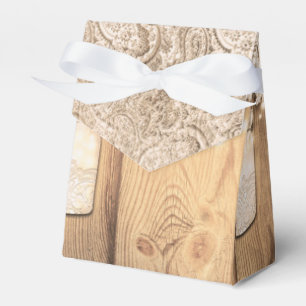 Rustikale Holzlace & Lighted Mason Jar Wedding Geschenkschachtel