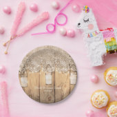 Rustikale Holzlace & Lighted Mason Jar Wedding Pappteller (Party)