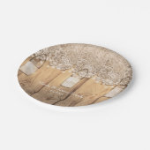 Rustikale Holzlace & Lighted Mason Jar Wedding Pappteller (Schrägansicht)