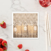 Rustikale Holzlace & Lighted Mason Jar Wedding Serviette (Beispiel)