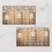 Rustikale Holzlace & Lighted Mason Jar Wedding Visitenkarte (Vorne/Hinten)