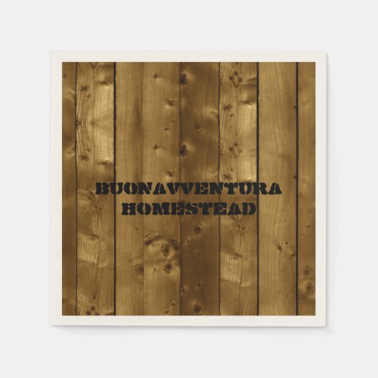 Rustikale Holzlatten mit benutzerdefinierbarem Nam Serviette (Vorderseite)