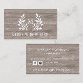 Rustikale Holzlaurel Mit Monogramm Visitenkarte (Vorne/Hinten)
