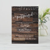 Rustikale Holzleuchte Hochzeitskarte aufgeschoben Einladung (Stehend Vorderseite)