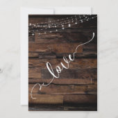 Rustikale Holzleuchte Hochzeitskarte aufgeschoben Einladung (Rückseite)