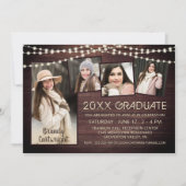 Rustikale Holzleuchten 5 Foto Collage Abschluss Einladung (Vorderseite)