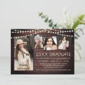 Rustikale Holzleuchten 5 Foto Collage Abschluss Einladung (Stehend Vorderseite)