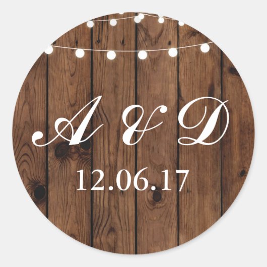 Rustikale Holzleuchten Aufkleber Label String Eleg (Vorderseite)