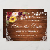 Rustikale Holzleuchten, gemischte Blumenlatte Save The Date (Vorne/Hinten)