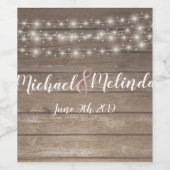 Rustikale Holzleuchten Hochzeit Weinetikett (Einzelnes Label)