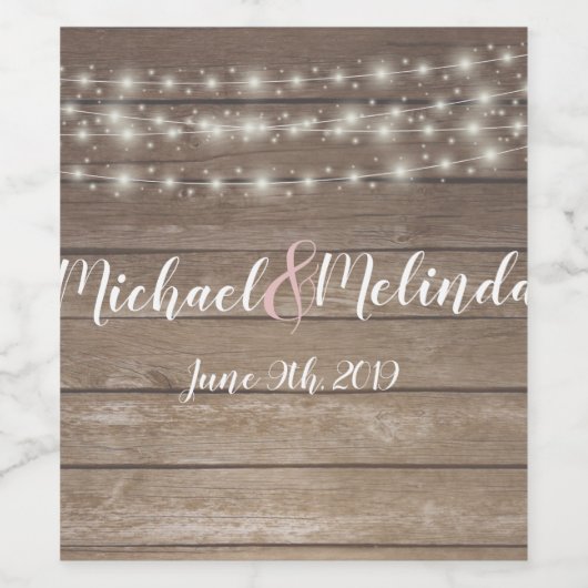 Rustikale Holzleuchten Hochzeit Weinetikett (Einzelnes Label)