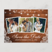 Rustikale Holzleuchten Lace 3 Foto Save the Date Einladungspostkarte (Vorderseite)