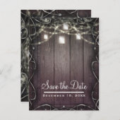 Rustikale Holzleuchten & Mason Jars Barn Save the Ankündigungspostkarte (Vorne/Hinten)
