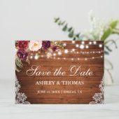 Rustikale Holzleuchten mit Blumenmotiven Save the Date (Stehend Vorderseite)