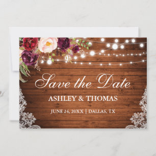 Rustikale Holzleuchten mit Blumenmotiven Save the  Date