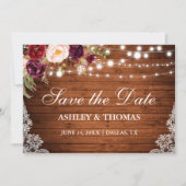 Rustikale Holzleuchten mit Blumenmotiven Save the  Save The Date (Vorderseite)