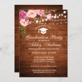 Rustikale Holzleuchten - Pink Graduation Party lad Einladung (Vorne/Hinten)