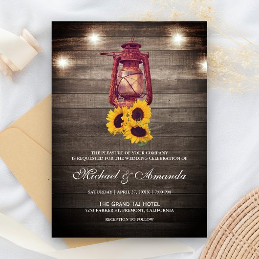 Rustikale Holzleuchten Sonnenblumenöl Laterne Hoch Einladung