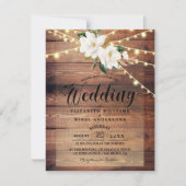 Rustikale Holzleuchten und Blütenweiße Hochzeit Einladung (Vorderseite)