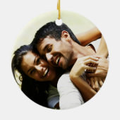 Rustikale Holzleuchten Verlobte Weihnachten Keramik Ornament (Hinten)