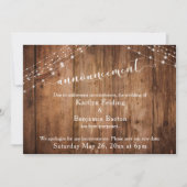 Rustikale Holzleuchten vertagte Hochzeitsankündigu Einladung (Vorderseite)