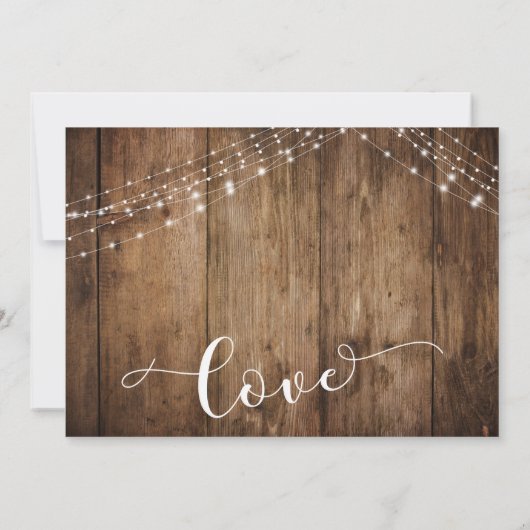 Rustikale Holzleuchten vertagte Hochzeitsankündigu Einladung (Rückseite)
