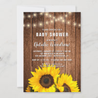 Rustikale Holzlichter Sonnenblumen-Baby-Party