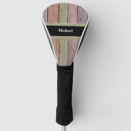 Rustikale Holzmaserung Anpassbarer Name  Golf Headcover