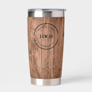 Rustikale Holzmaserung mit Logo-Website gebrandet Thermobecher