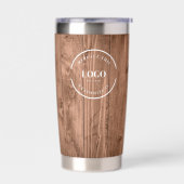 Rustikale Holzmaserung mit Logo-Website Thermobecher (Links)