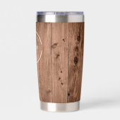 Rustikale Holzmaserung mit Logo-Website Thermobecher (Rückseite)