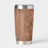 Rustikale Holzmaserung mit Logo-Website Thermobecher (Vorderseite)