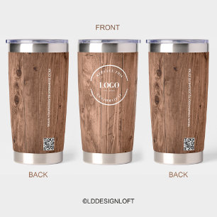 Rustikale Holzmaserung mit Logo-Website Thermobecher
