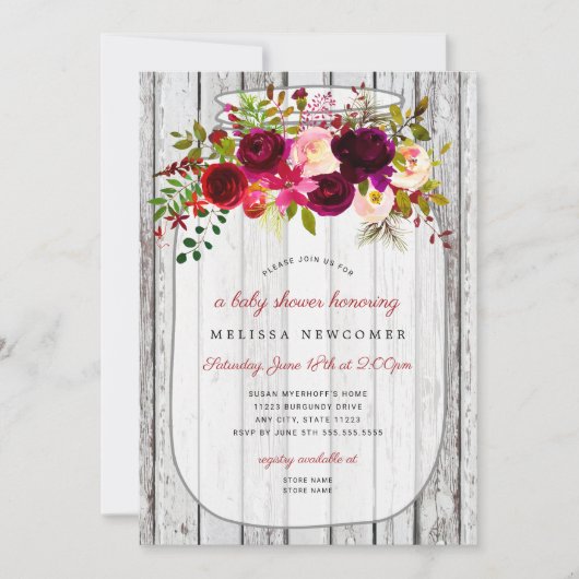 Rustikale Holzmaske Babydusche Einladung (Vorderseite)