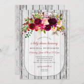 Rustikale Holzmaske Babydusche Einladung (Vorne/Hinten)