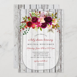 Rustikale Holzmaske Babydusche Einladung