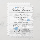Rustikale Holzmason Jar Junge Babydusche Einladung (Vorne/Hinten)