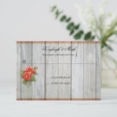 Rustikale Holzmason Jar Red Dahlias RSVPs RSVP Karte (Stehend Vorderseite)