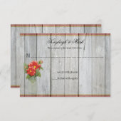 Rustikale Holzmason Jar Red Dahlias RSVPs RSVP Karte (Vorne/Hinten)