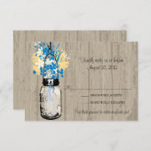 Rustikale Holzmason Jar & Wildblumen RSVP-Karte RSVP Karte (Vorne/Hinten)
