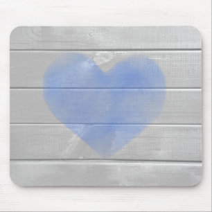 Rustikale Holzmauspad mit blauem Herzen Scheune Mousepad