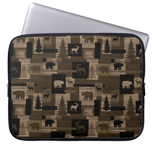 Rustikale Holzmuschel mit Muster Laptop-Ärmel Laptopschutzhülle (Vorderseite)