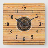 Rustikale Holzmuster-Dekoration - minimale Dekorat Quadratische Wanduhr (Vorderseite)