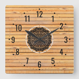 Rustikale Holzmuster-Dekoration - minimale Dekorat Quadratische Wanduhr