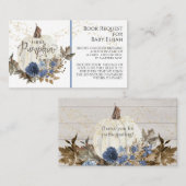 Rustikale Holznavy Blue Floral Pumpkin Buchanfrage Visitenkarte (Vorne/Hinten)