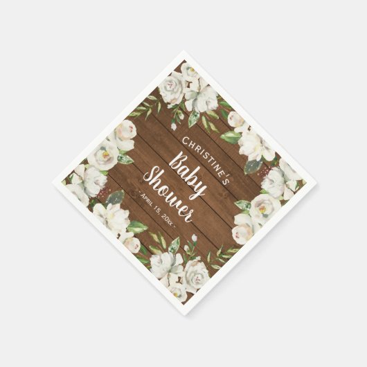 Rustikale holzneutrale Blume Kinderdusche Sprinkle Serviette (Ecke)