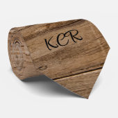 Rustikale Holzoak braun Moderne Initialen Krawatte (Gerollt)
