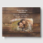 Rustikale Holzpaare Foto Country Wedding Gästebuch (Vorderseite)